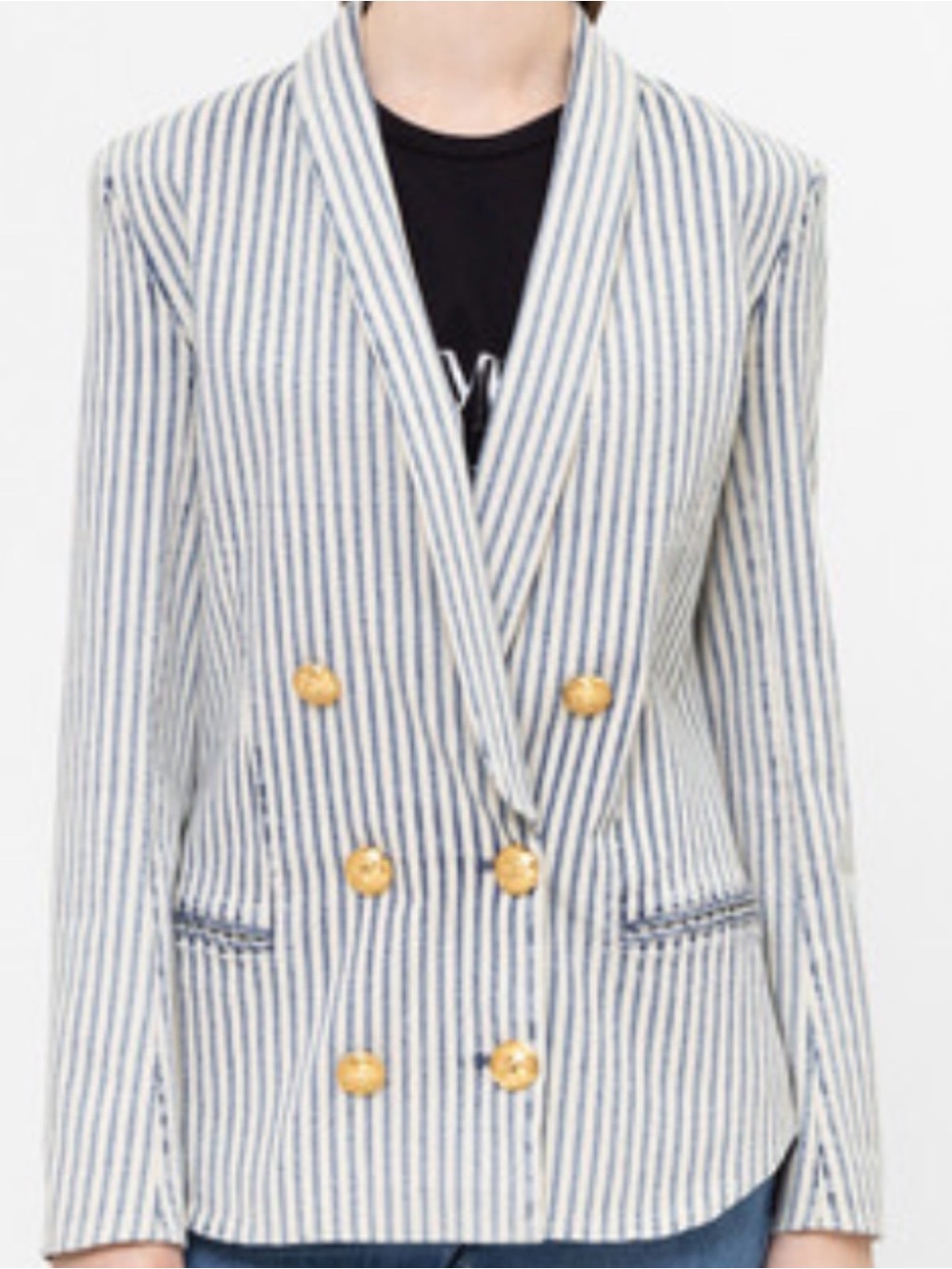 Balmain Striped Blazer - White and Blue